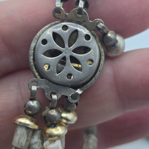 Handmade Multi-Strand Stone and Metal Bead Necklace Southwestern Boho Tribal - Picture 7 of 11